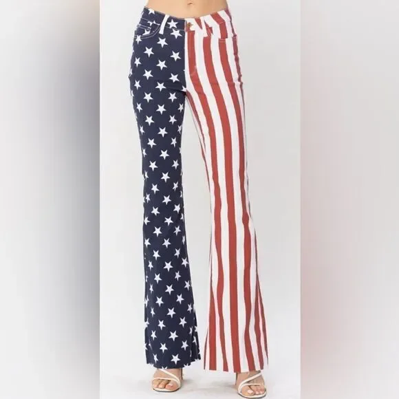 High Waist American Flag Print Flare - Picture 4 of 7